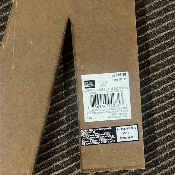 Studio Decor Blue and White Wall Art Letter 'M' - Picture 3 of 6